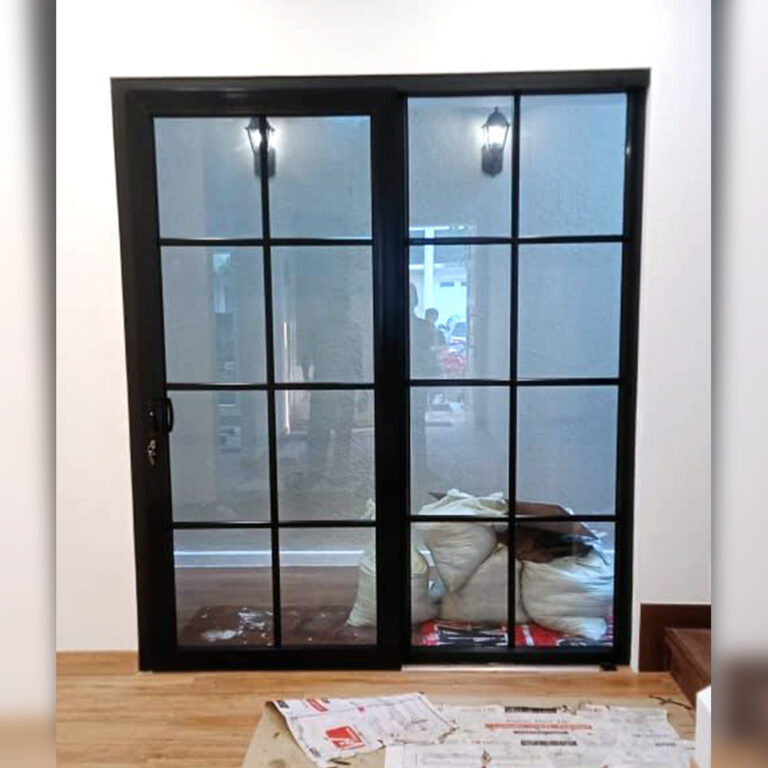 Pintu Sliding Kaca 2 Daun + Ornament