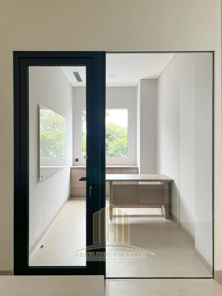 Pintu swing UPVC+kaca frameless-GJS